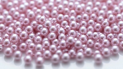 Pink pearl beads on white background for bead craft