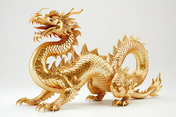 Obraz premium Chinese gold dragon on white background