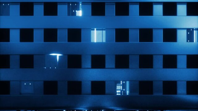 3D Technology shuttle city light, high tech virtual city shuttle animation. Travel through the high-rise buildings of the technology city, tech city center, future city overpasses and buildings.
