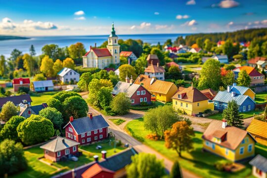 Tilt-Shift Panorama Kasmu Estonia Village - Stunning Aerial Perspective