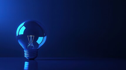 Bright Glowing Light Bulb in 3D Rendered Space for Ideas