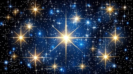 Fototapeta premium Night Sky with Bright Stars and Glimmering Cosmic Background