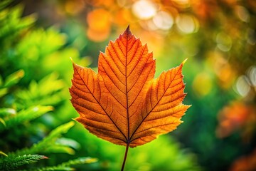 Vibrant Orange Leaf Drone Close-Up, Nature's Beauty