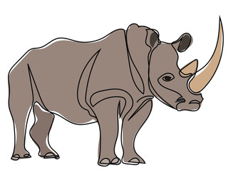 Fototapeta premium Rhino in continuous line drawing and can be edited later