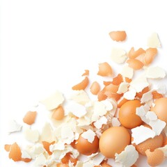 Eggshells and Broken Eggs Amidst White Fragments