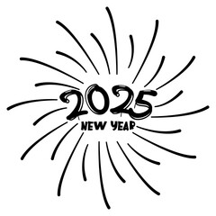 Happy new year vector with fireworks. Happy new year 2025.