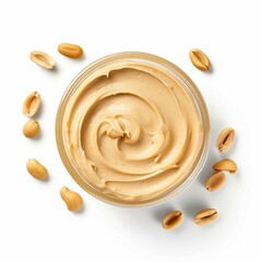Creamy Peanutbutter, Isolated on white background, flat lay