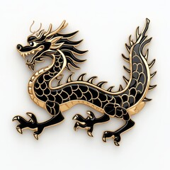 Fototapeta premium Elegant Black And Gold Chinese Dragon Design
