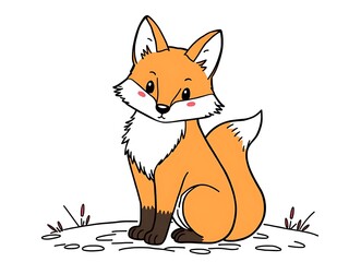 Fototapeta premium Cute fox sits gracefully. Hand-drawn sketch, cartoonish style.. AI Generated