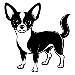 Chihuahua Dog Silhouette on White Background in Vector illustration  