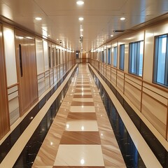 Fototapeta premium Elegant Corridor Interior Design of a Vessel