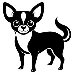 Chihuahua Dog Silhouette on White Background in Vector illustration  