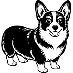 Dog Silhouette on White Background in Vector illustration  