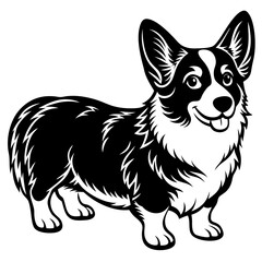 Fototapeta premium Dog Silhouette on White Background in Vector illustration 