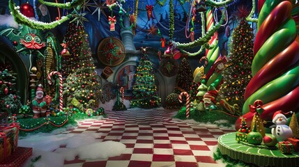 Christmas decorations Zoom background whoville fantas
