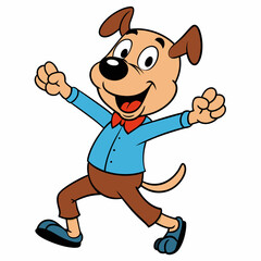 Dancing and Funny dog on white background