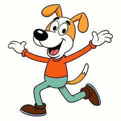 Dancing and Funny dog on white background