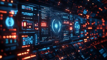 Fototapeta premium Futuristic Interface Displays Complex Data Systems