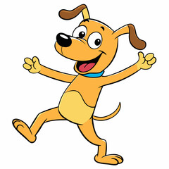 Dancing and Funny dog on white background