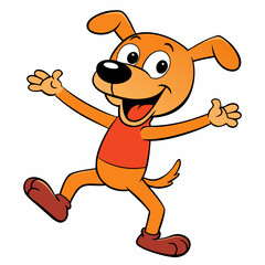 Dancing and Funny dog on white background