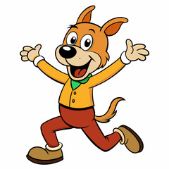 Dancing and Funny dog on white background