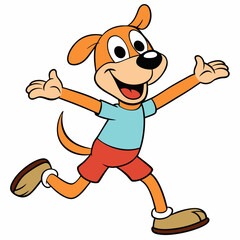 Dancing and Funny dog on white background