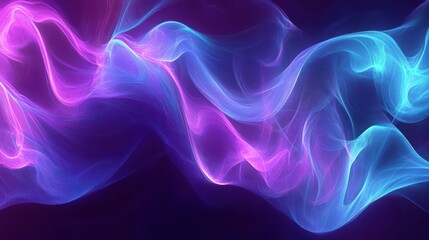 Abstract Purple And Blue Light Waves Flowing