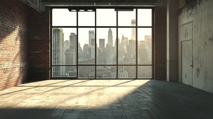 Urban Loft with Panoramic City View at Sunrise