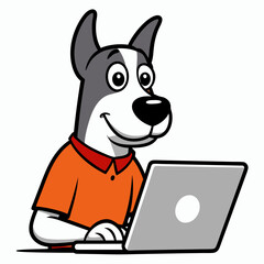 Businessman working on computer on white Background