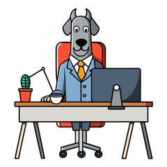 Businessman working on computer on white Background