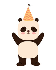 cute panda with birthday hat