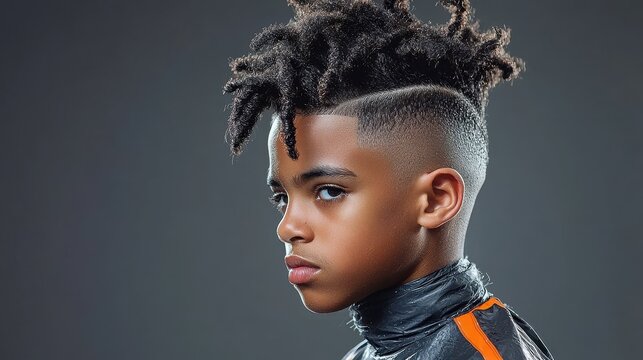 Showcasing contemporary short twists hairstyle for kids in modern urban setting with artistic flair