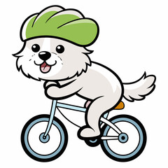 Cycling Dog on white background