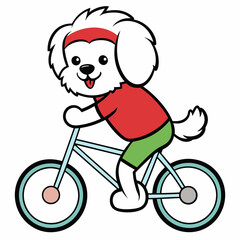 Cycling Dog on white background