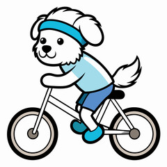 Cycling Dog on white background