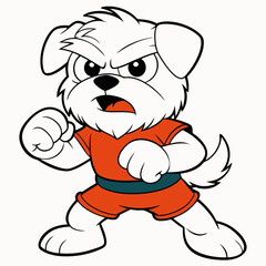 Maltese dog fighting on white background