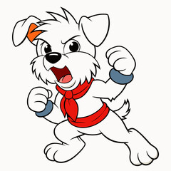 Maltese dog fighting on white background