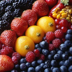 Obraz premium A vibrant assortment of fresh fruits, showcasing a variety of colors and textures.