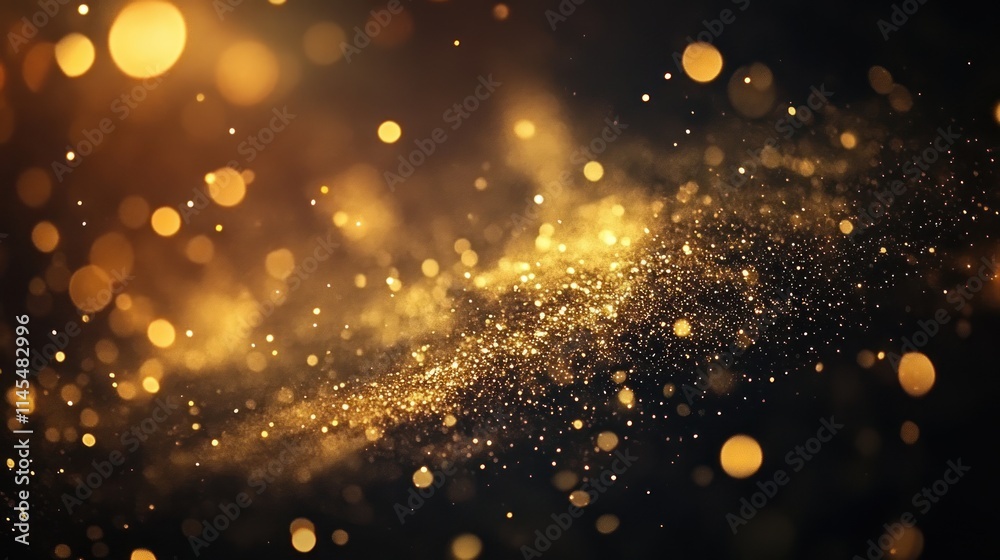 Wall mural a shimmering cosmic background filled with golden particles and soft bokeh effects.