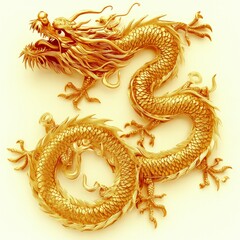 Fototapeta premium Golden Dragon Sculpture A Symbol of Power and Fortune