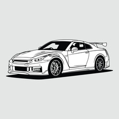 Black and White view car vector illustration for conceptual design © Aswin
