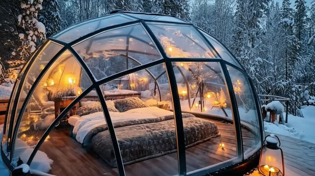 Sleeping under the Northern Lights in glass igloos.