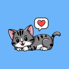 Cute Cartoon Cat with Heart Illustration