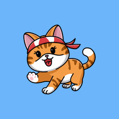 Playful Cartoon Cat Character with Headband