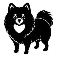 Pomeranian dog Silhouette on white background on Vector and illustration