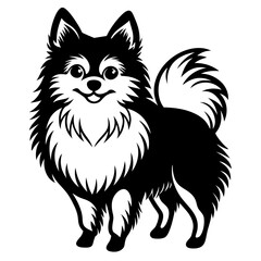 Pomeranian dog Silhouette on white background on Vector and illustration