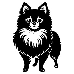 Pomeranian dog Silhouette on white background on Vector and illustration