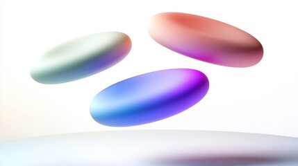 Abstract Composition of Floating Ovals in Soft Color Palette