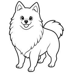 pomeranian dog on white background in Colouring page 