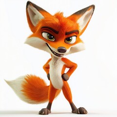 Obraz premium A confident, animated orange fox character with a playful expression and stance.